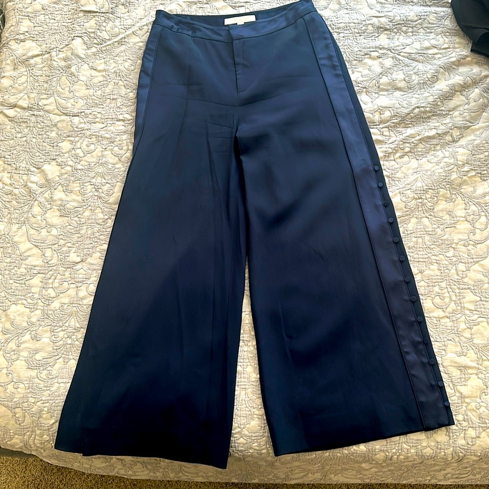 Jonathan Simkhai navy blue dress pants with satin sides    Size 4